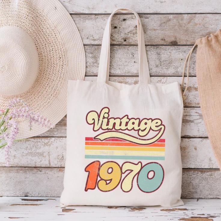 Vintage 1970 Birthday Retro Style 70's Born Nostalgia Outfit Premium Tri-Blend Canvas Tote Bag
