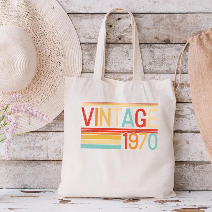 Vintage 1970 Birthday Retro Style 70's Born Nostalgia Party Premium Tri-Blend Canvas Tote Bag
