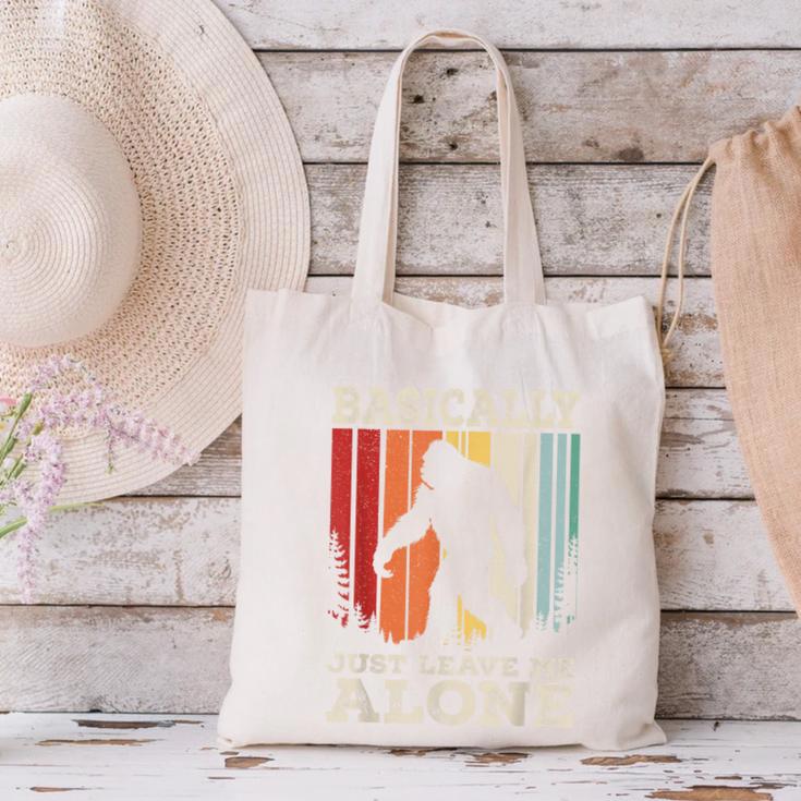 Vintage Basically Just Leave Me Alone Bigfoot Introverts Canvas Tote Bag Vintage Basically Just Leave Me Alone Bigfoot Introverts Canvas Tote Bag