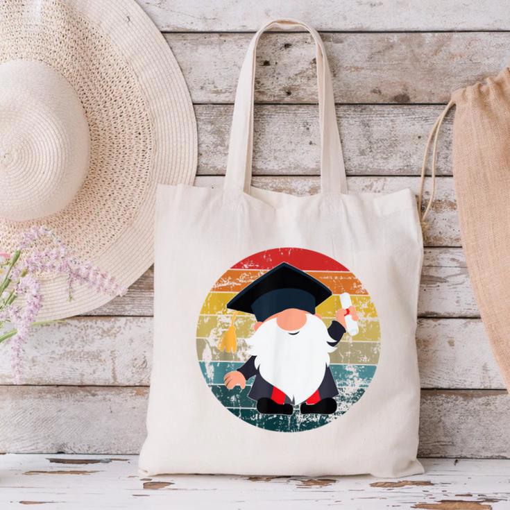 Vintage Graduation Gnome Canvas Tote Bag