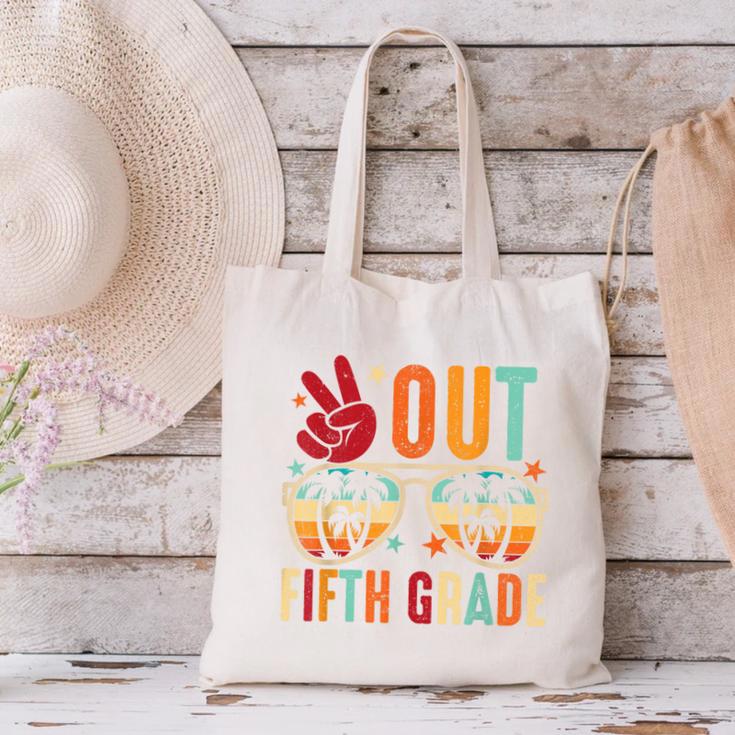 Vintage Peace Out 5th Grade Graduation Last Day Of School Canvas Tote Bag