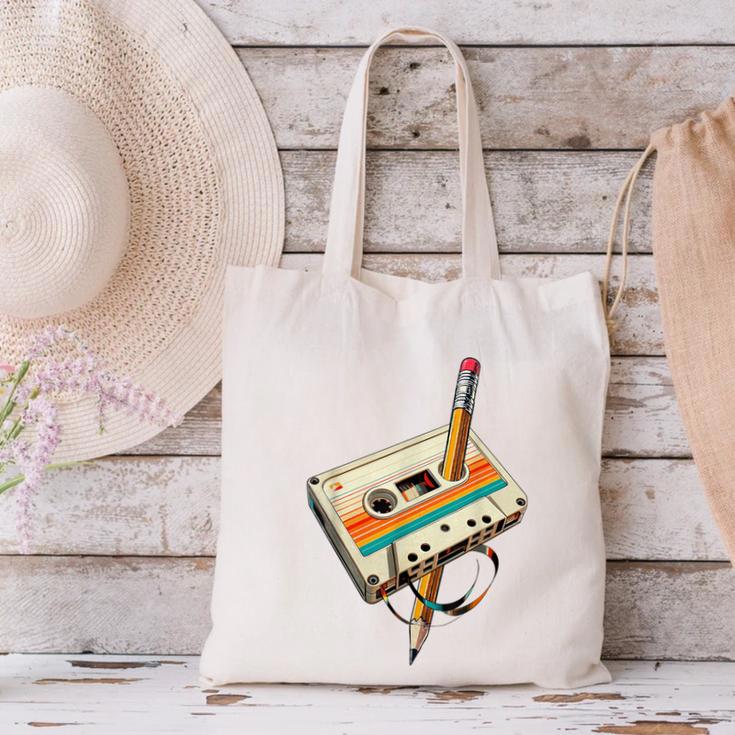 Vintage Pencil Rewind Cassette Tape Nostalgia Party 80s 90s Canvas Tote Bag