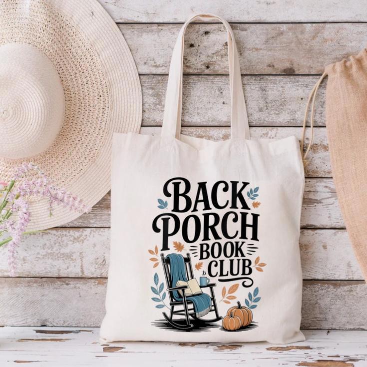 Vintage Reader Author Country Aesthetic Back Porch Book Club Canvas Tote Bag