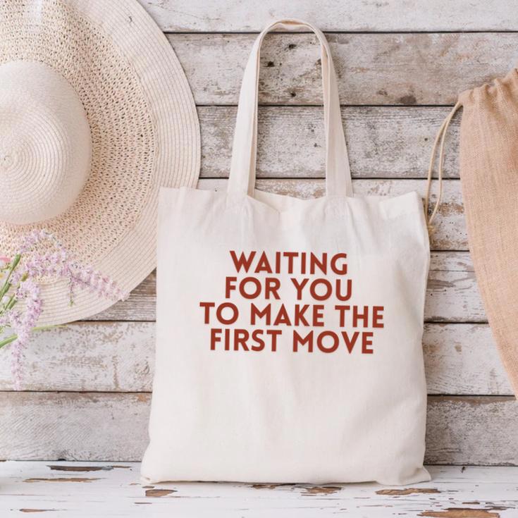 Waiting For You To Make The First Move Introvert Minimal Canvas Tote Bag Waiting For You To Make The First Move Introvert Minimal Canvas Tote Bag