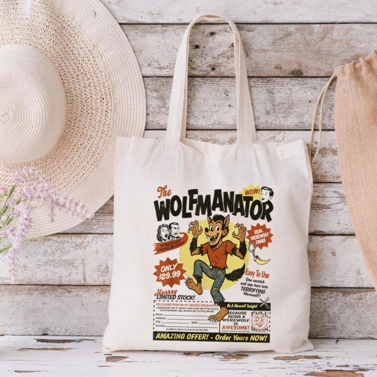 Werewolf Wolfmanator Nostalgia Vintage Halloween Canvas Tote Bag Werewolf Wolfmanator Nostalgia Vintage Halloween Canvas Tote Bag