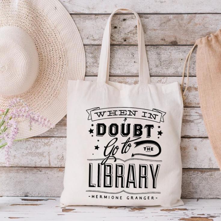 When In Doubt Go To The Library Teacher Vintage Book Lovers Canvas Tote Bag