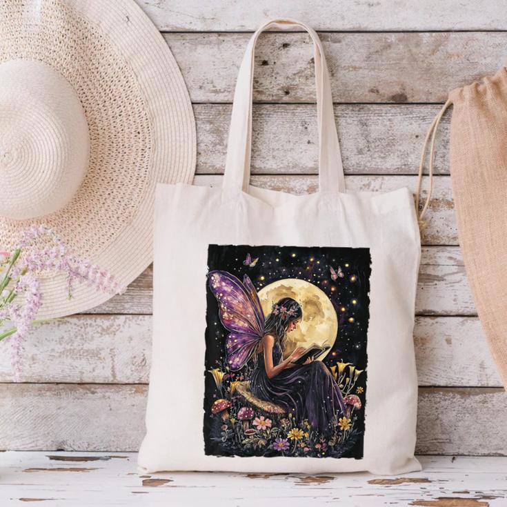 Whimsical Book Fairy Reading Bookish Fairycore Canvas Tote Bag