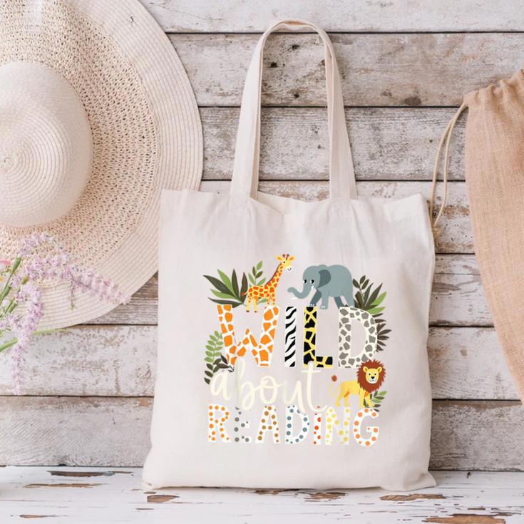 Wild About Reading Animals And Book Lovers Canvas Tote Bag