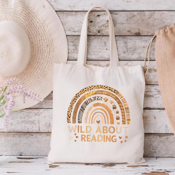 Wild About Reading Books Reader Lover Bookworm Librarian Canvas Tote Bag