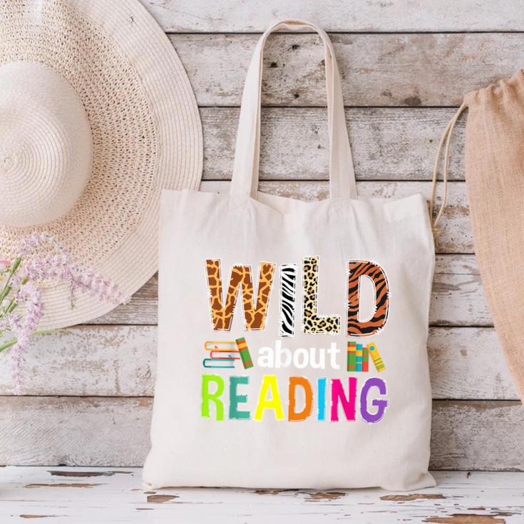 Wild About Reading Library Day Reading Books & Bookworm Canvas Tote Bag