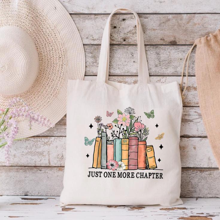Wildflower Floral Book Just One More Chapter Canvas Tote Bag Wildflower Floral Book Just One More Chapter Canvas Tote Bag
