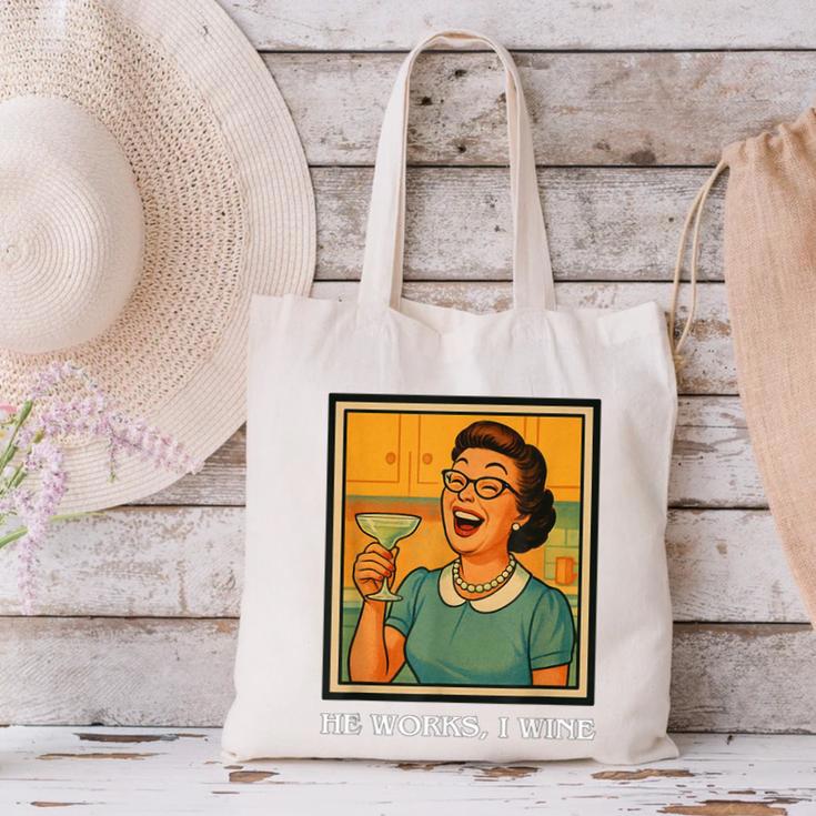 I Wine Housewife Retro Nostalgia Classic 1950s Vintage Humor Canvas Tote Bag I Wine Housewife Retro Nostalgia Classic 1950s Vintage Humor Canvas Tote Bag
