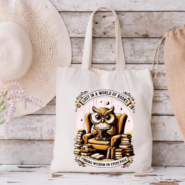 Wise Owl Reading Books Canvas Tote Bag