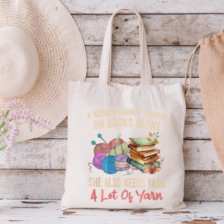 A Woman Cannot Survive On Books Alone She Needs Yarn Crochet Premium Tri-Blend Canvas Tote Bag