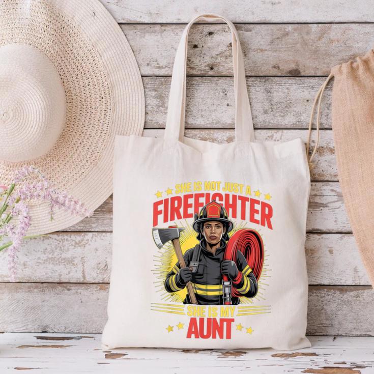 Woman Firefighter Aunt TiTi Auntie Black Graduation Canvas Tote Bag