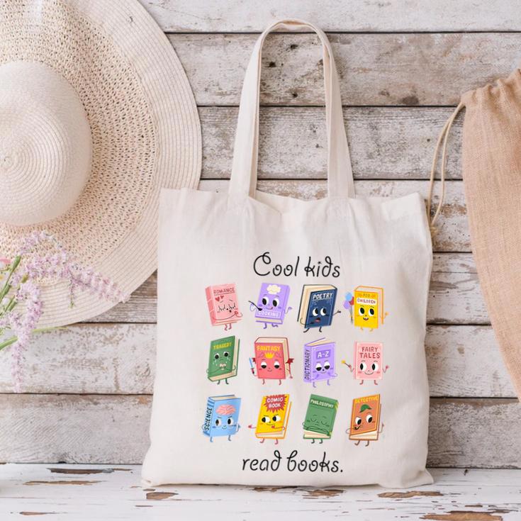 Women Cool Kids Read Books Teacher Back To School Librarian Canvas Tote Bag