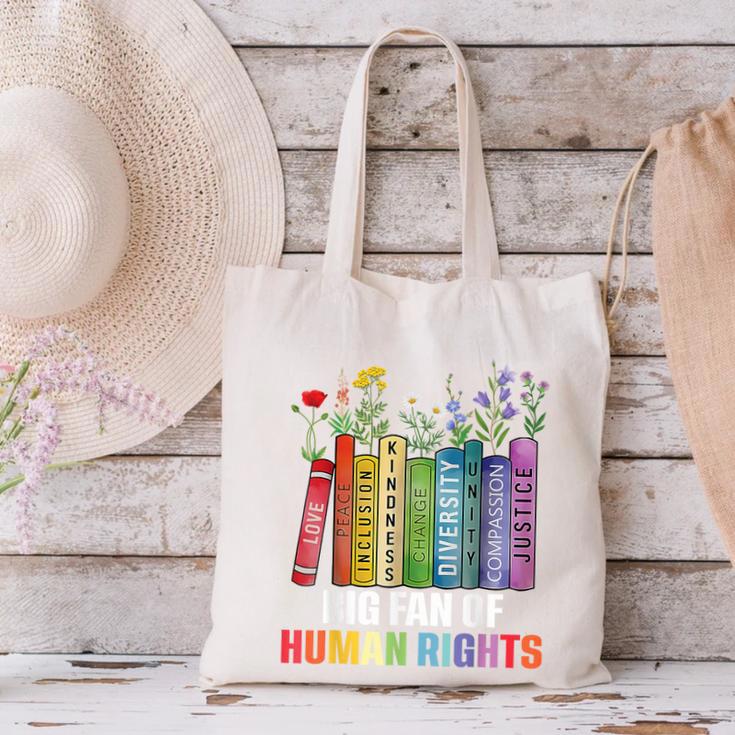 Women Floral Book Big Fan Of Human Rights Liberal Protest Canvas Tote Bag
