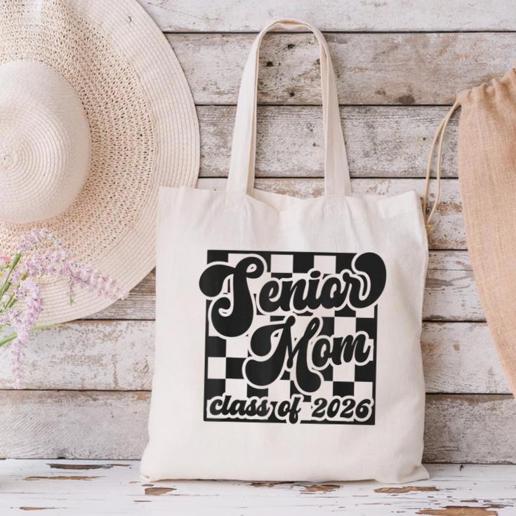 Women Senior Mom Class Of 2026 Retro Graduation Senior Mama Canvas Tote Bag