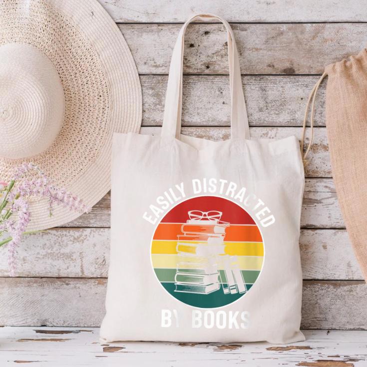 Women's Easily Distracted By Books Canvas Tote Bag