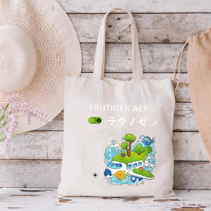 Women's Frutiger Aero Y2K Fashion Trends Statement Piece Tech Orbite Canvas Tote Bag