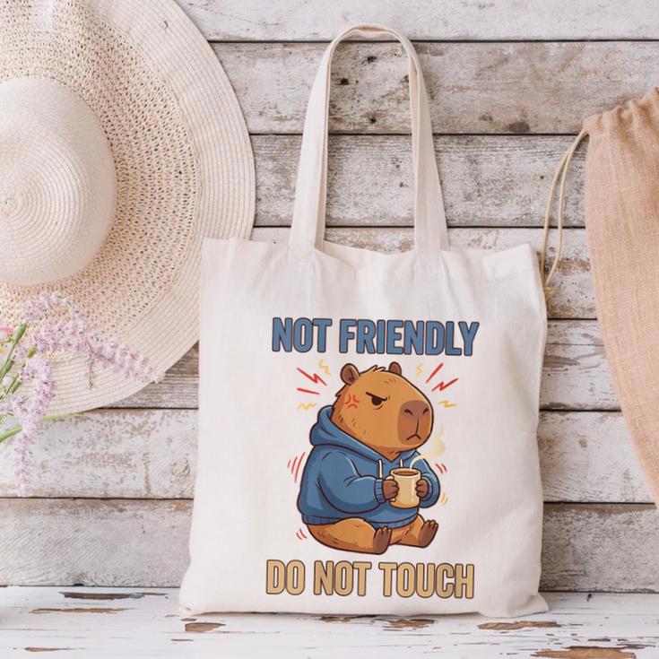 Women's Grouchy Capybara Not Friendly Do Not Touch Introvert Canvas Tote Bag Women's Grouchy Capybara Not Friendly Do Not Touch Introvert Canvas Tote Bag