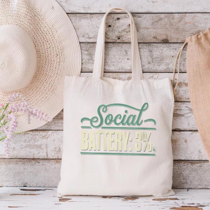 Women's Social Battery 3 Introvert Sarcasm Canvas Tote Bag