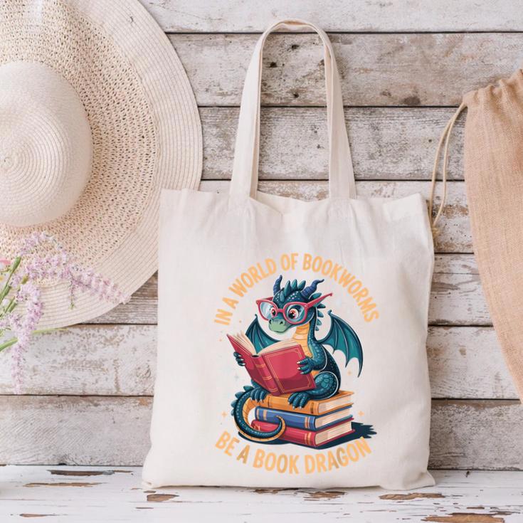 In A World Of Bookworms Be A Book Dragon Canvas Tote Bag In A World Of Bookworms Be A Book Dragon Canvas Tote Bag