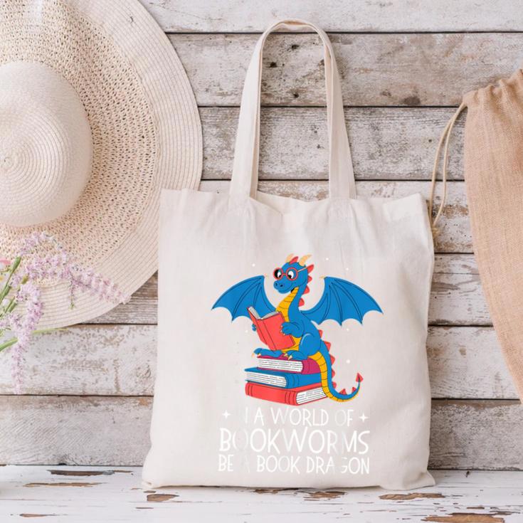 In A World Full Of Bookworms Be A Book Dragon Reading Canvas Tote Bag In A World Full Of Bookworms Be A Book Dragon Reading Canvas Tote Bag