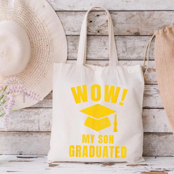 Wow My Son Graduated Mom Dad Of A Senior Graduation Canvas Tote Bag