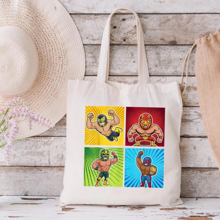 Wrestling Comic Book Wrestler Mexican Lucha Libre Mask Canvas Tote Bag