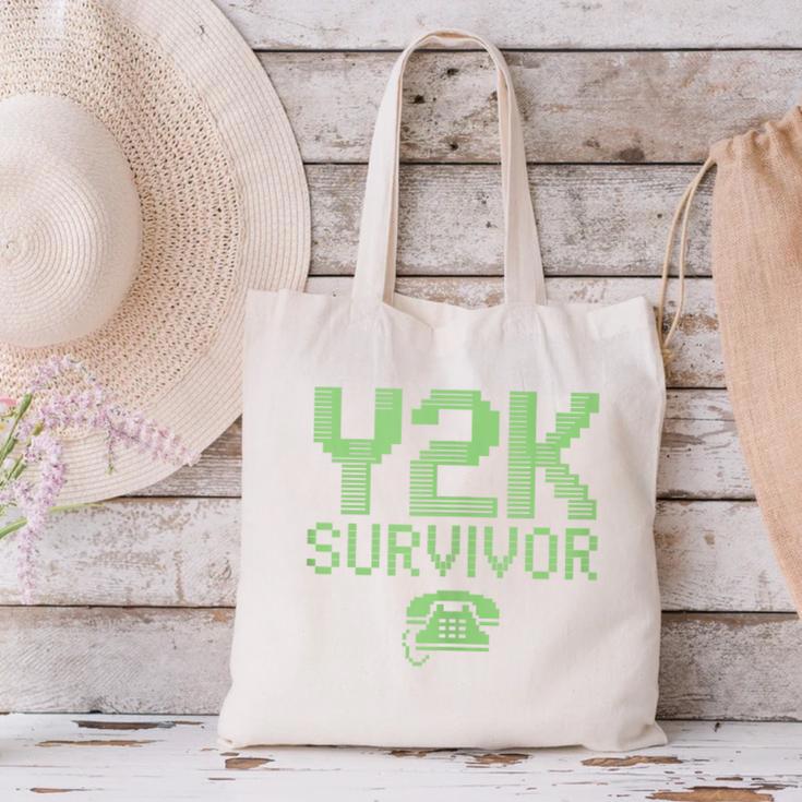 Y2K Survivor 2000s Nostalgia Retro Vintage Nostalgic Canvas Tote Bag