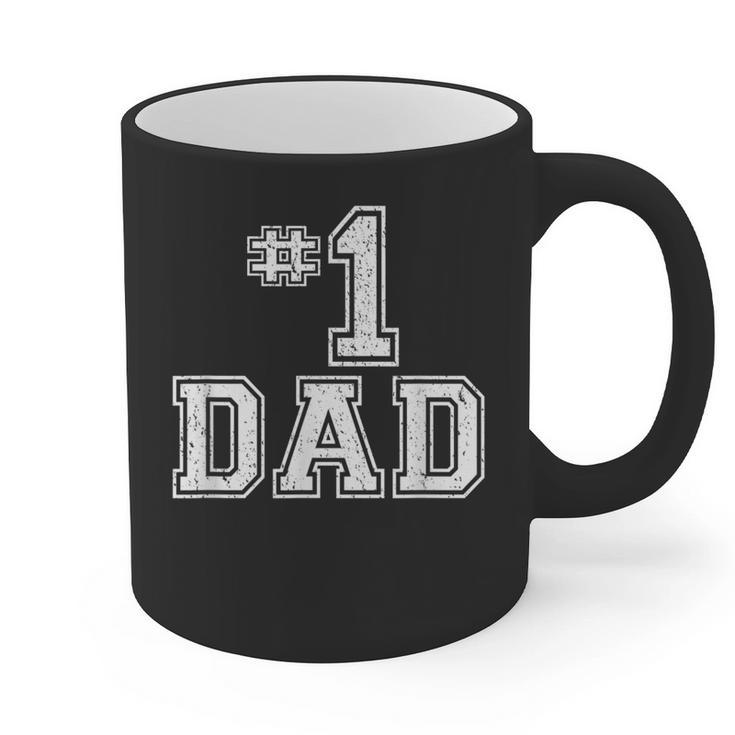 1 Dad Number One Father's Day Vintage Style Graphic Print Coffee Mug
