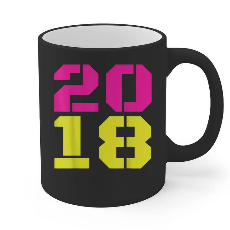 2018 Big Neon Numbers For The New Year Or Graduation Graphic Print Coffee Mug