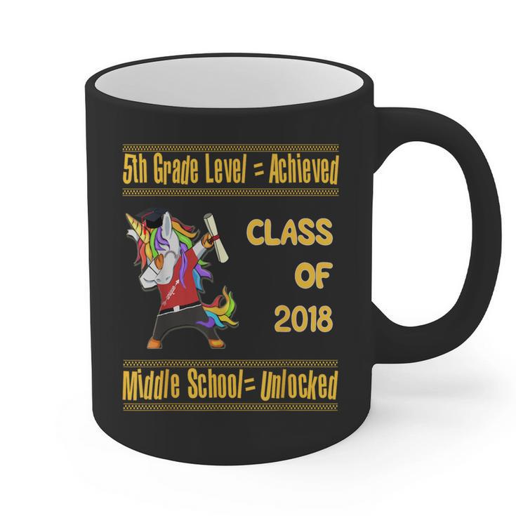 5th Grade Graduation Shirt Dabbing Unicorn Boys Class 2018 Graphic Print Coffee Mug