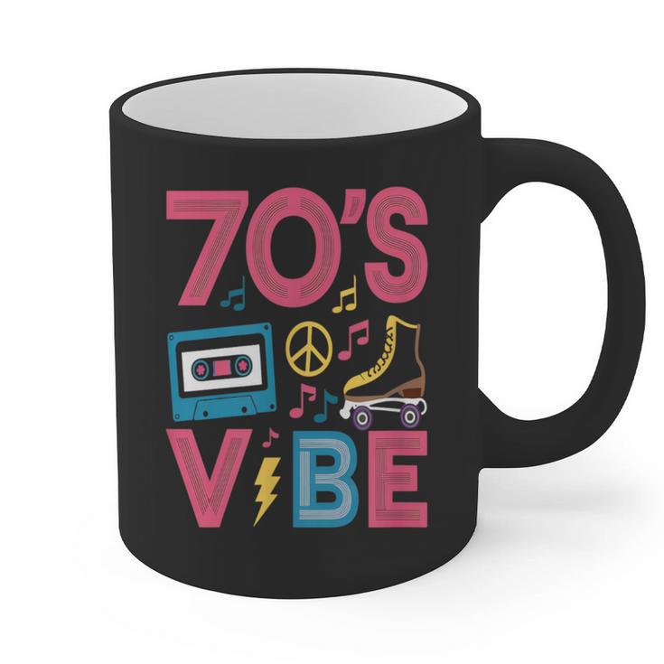 70s Retro Style Roller Skate Cassette Music Nostalgia Graphic Print Coffee Mug