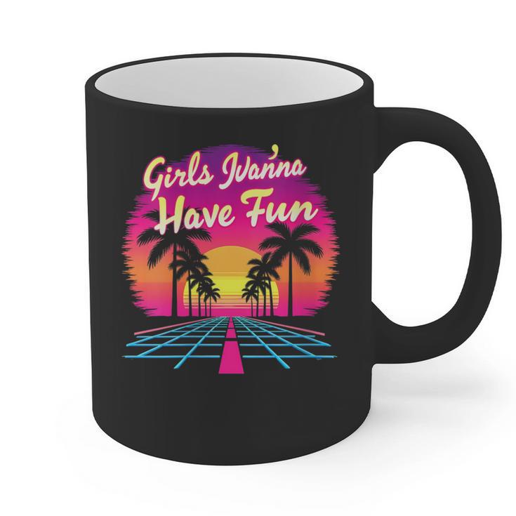 80s Fashion Girls Just Wanna Have Fun 1980s Nostalgia Graphic Print Coffee Mug
