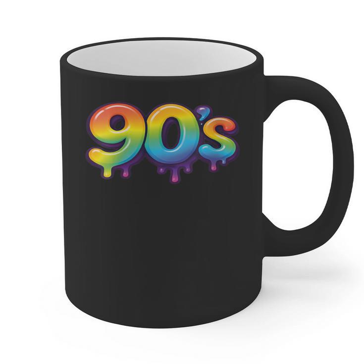 90s Retro Pop Art Rainbow Lips Nostalgia Costume 90s Graphic Print Coffee Mug