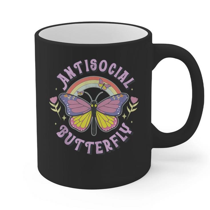 Antisocial Butterfly Groovy t For Introvert Men Women Girls Graphic Print Coffee Mug