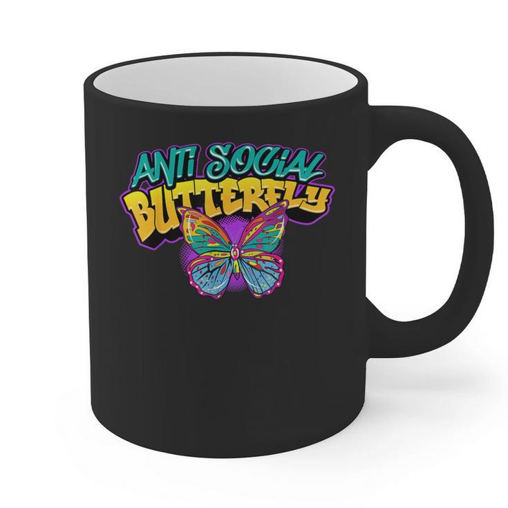 Antisocial Butterfly Shirts For Introvert Graphic Print Coffee Mug