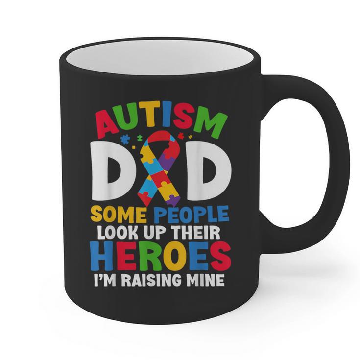 Autism Dad Puzzle Ribbon Proud Son Hero Autism Awareness Graphic Print Coffee Mug