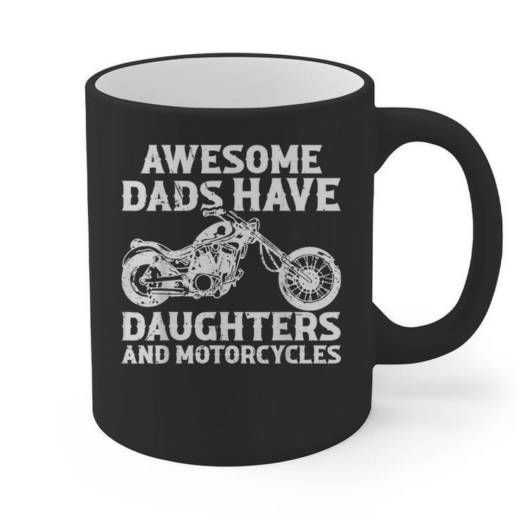Awesome Dads Have Daughters And Motorcycles Men Fathers Day Graphic Print Coffee Mug