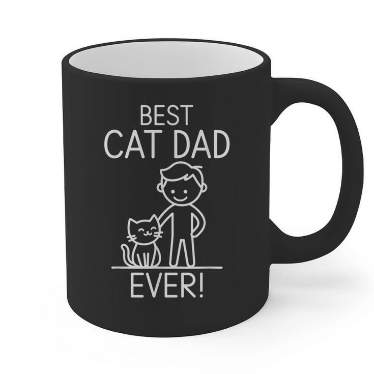 Best Cat Dad Ever Fun Line Art Illustration Graphic Print Coffee Mug