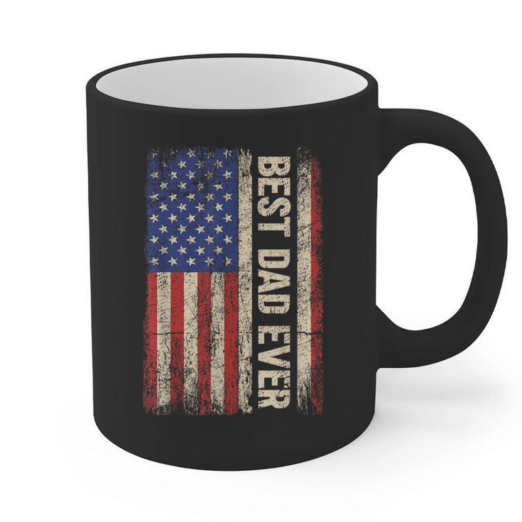 Best Dad Ever US American Flag For Father's Day Men Graphic Print Coffee Mug