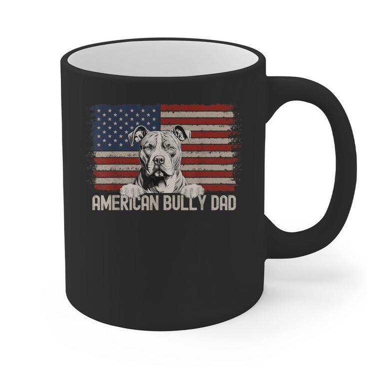 Best Dog Dad Ever American Flag American Bully Dad Graphic Print Coffee Mug
