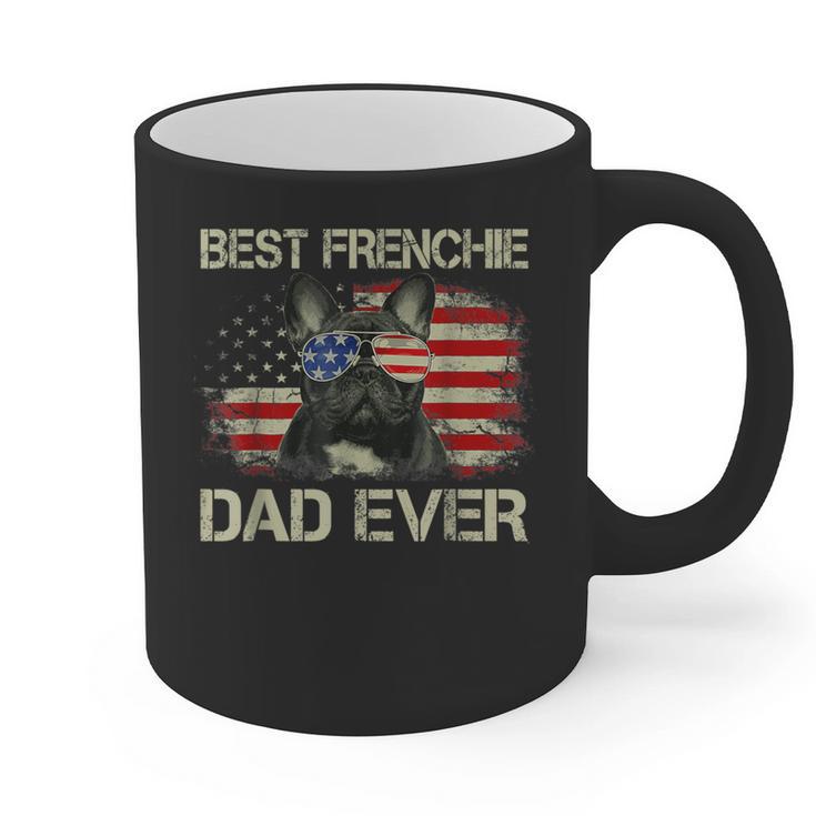 Best Frenchie Dad Ever Bulldog American Flag Graphic Print Coffee Mug