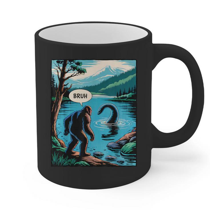 Bigfoot Sasquatch Loch Ness Monster Introvert Bruh Graphic Print Coffee Mug