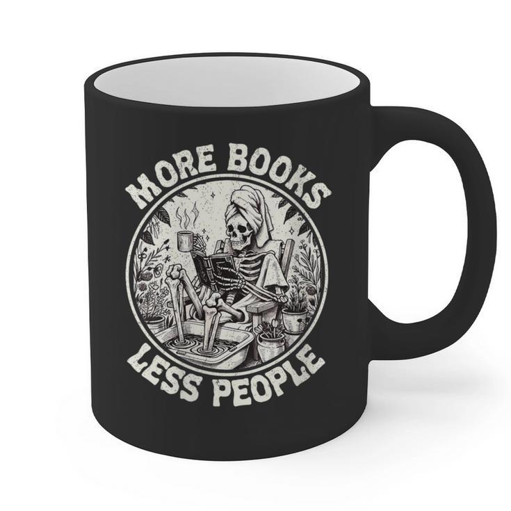 More Books Less People Introvert Skeleton Reading Graphic Print Coffee Mug