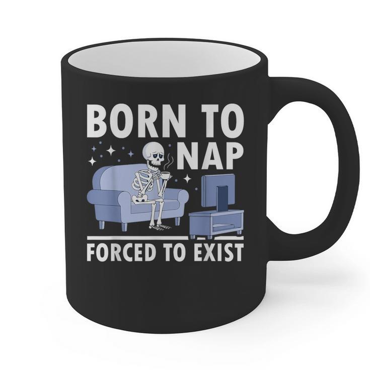 Born To Nap Forced To Exist Lazy Skeleton Couch Introverts Graphic Print Coffee Mug