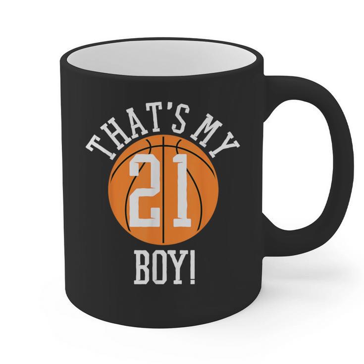 My Boy 21 Basketball Number 21 Jersey Basketball Mom Dad Graphic Print Coffee Mug
