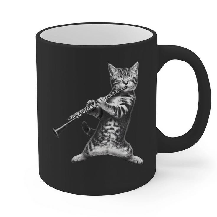 Cat Playing The Clarinet For Cat Lover Cat Mom Cat Dad Graphic Print Coffee Mug